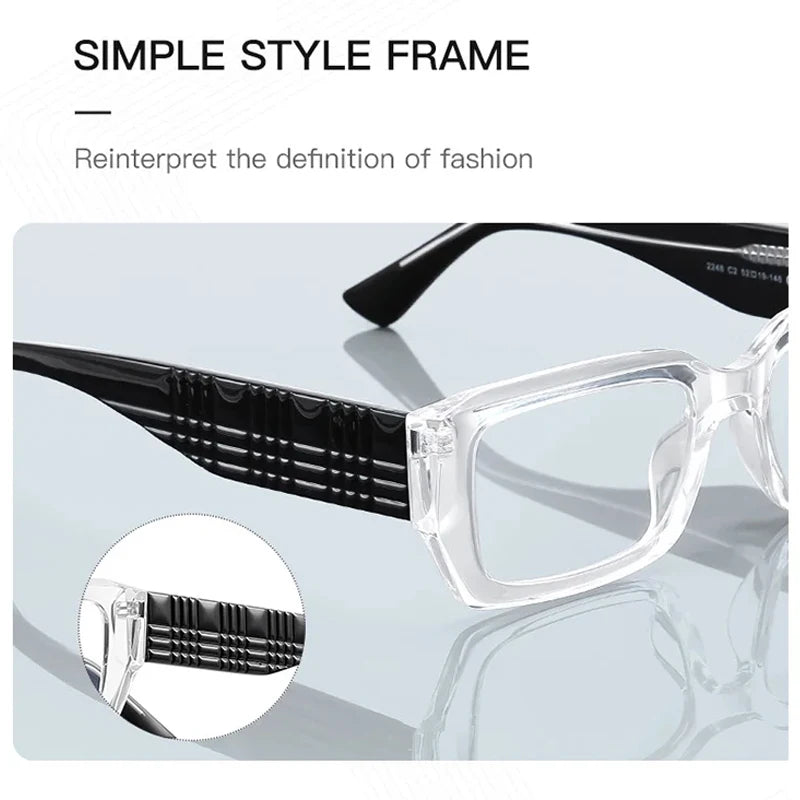 JNPCXI New Transparent Rectangle Anti Blue Light Reading Glasses Women Fashion Square Myopia Prescritption Computer Eyewear