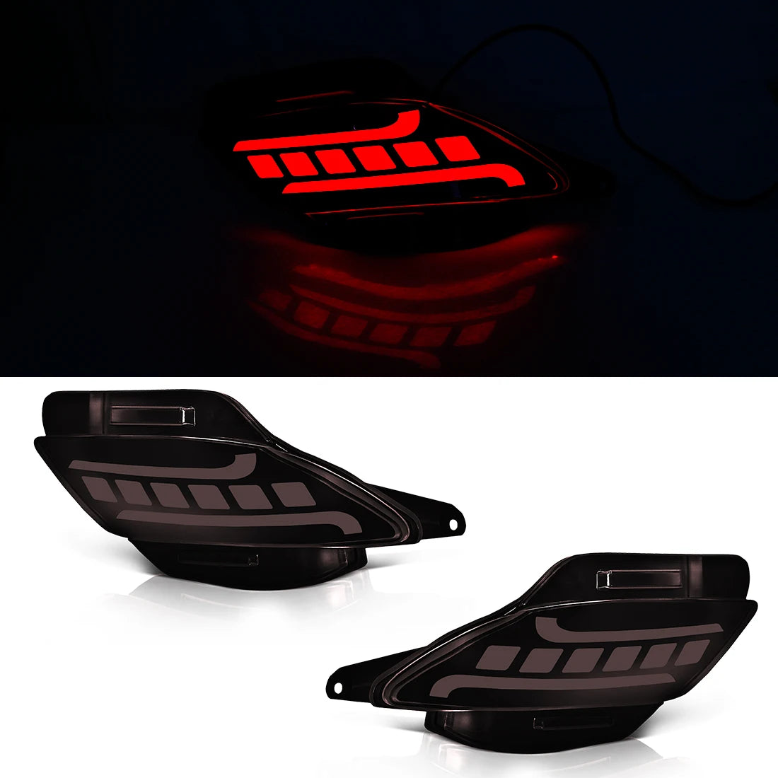 For Lexus RX350 RX270 RX450h 2009 2010 2011 2012 2013 2014 2015 Rear Bumper Reflector Lights with Dynamic Turn Signal Brake 12V