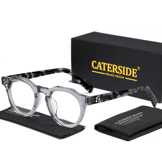 CATERSIDE New Men's Round Frame Acetate Glasses Women's Fashion luxury Simple Optical Glasses Party Business Essential Eyewear