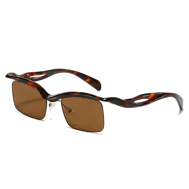 JNPCXI Retro Unique Rimless Square Sunglasses Fashion Ocean Lens Shades Brand Designer Men Punk Mirror Sun Glasses