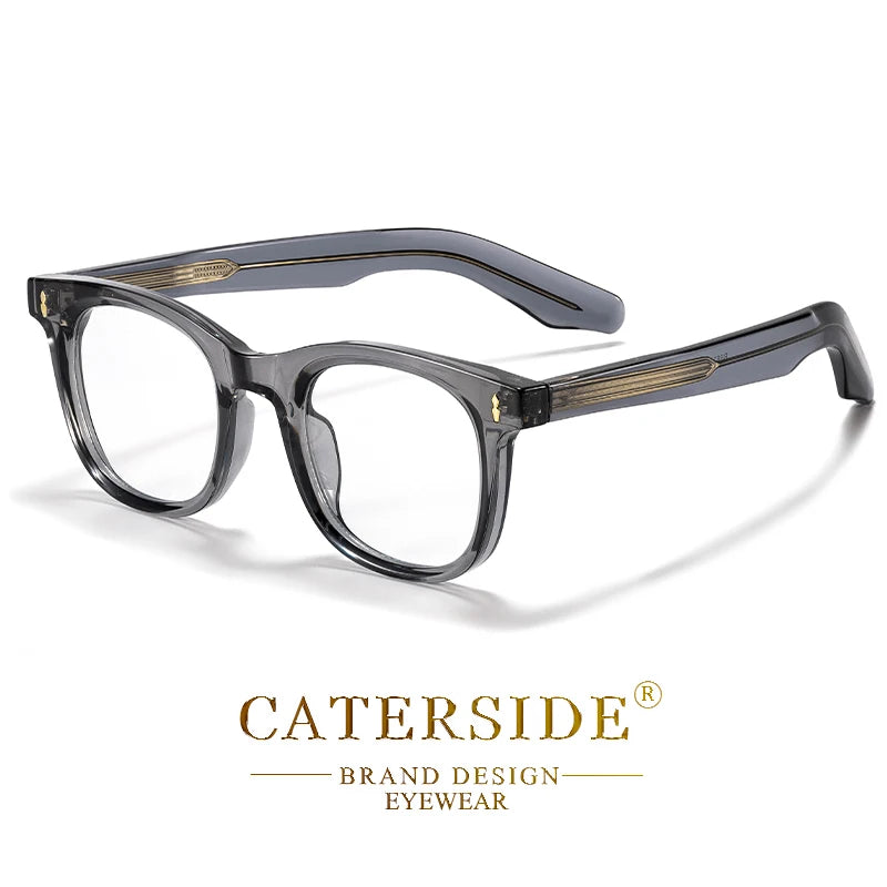 CATERSIDE Fashion Men Round Eyeglass Brand Design High-Quality Tr-90 Frame Acetate Core Insert Leg Women Anti Blue Light Glasses