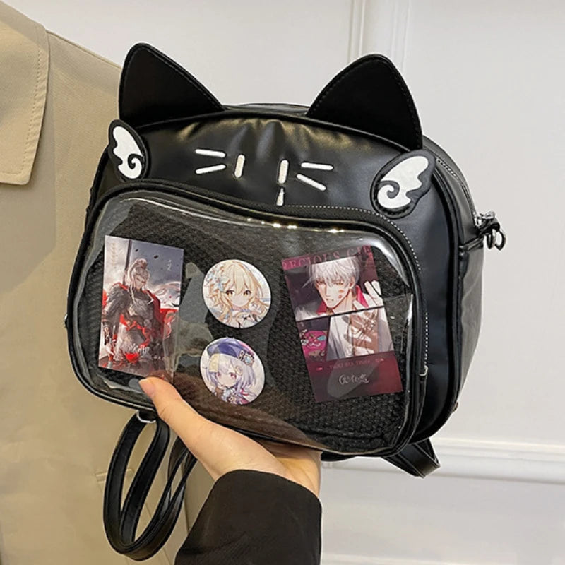 Y2K Japanese Kawaii Cat Ita Bag 2026 New Fashion Ita Backpacks Cute Girls Transparent Shoulder Crossbody Bags JK School Bags