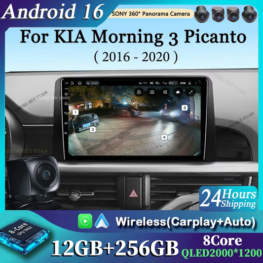 9 Inch Car Multimedia Player for KIA Morning 3 Picanto 2016 - 2018 2019 2020 Android 16 Car Stereo Car Radio GPS Carplay Auto