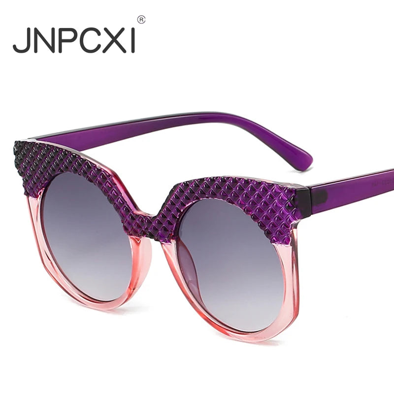 JNPCXI Fashion Oversized Women Sunglasses Retro Round Green Shades UV400 Men Gradient Sun Glasses