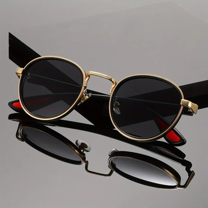 Retro Round Frame Fashion Glasses for Men and Women - Retro Hop Style with Black Lens