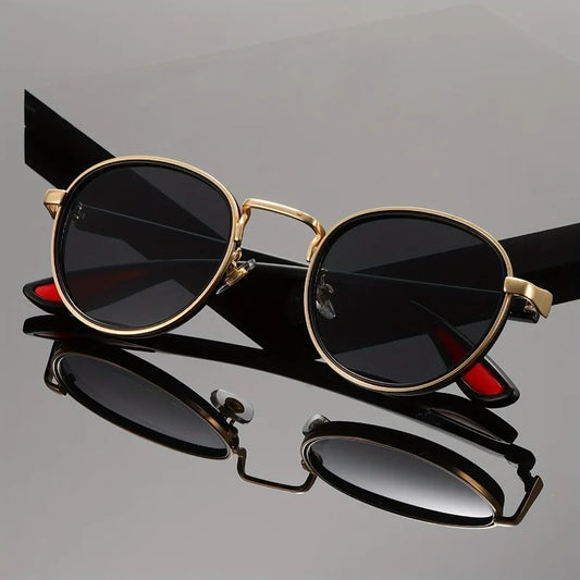 Retro Round Frame Fashion Glasses for Men and Women - Retro Hop Style with Black Lens