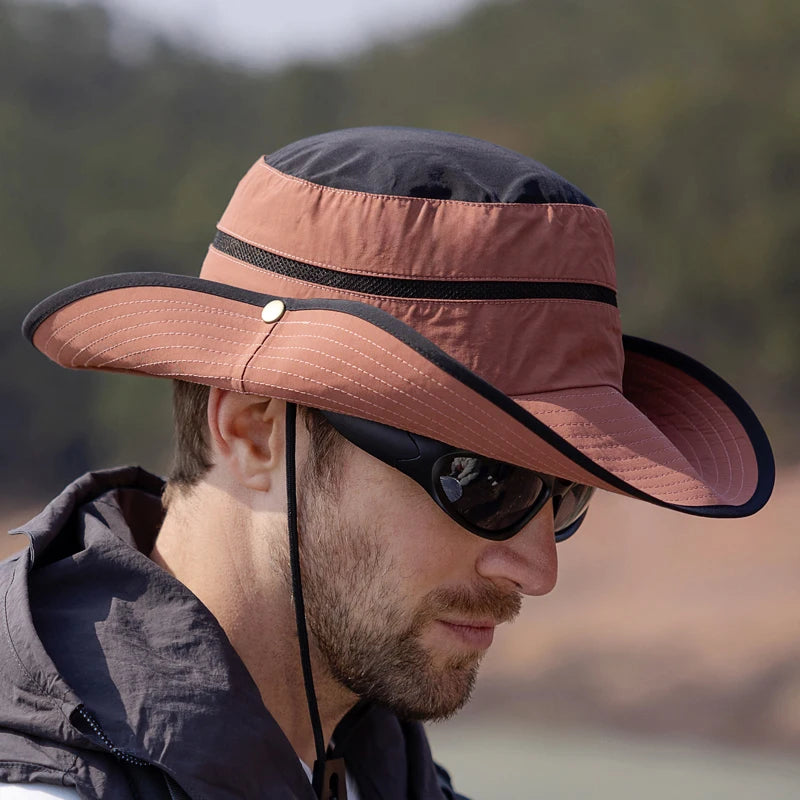 Xinbaoguan 100% Polyester 9248 Summer Big brim Sunshade and Sunscreen Hat for Men and Women Colored Quick Drying Fisherman Hat