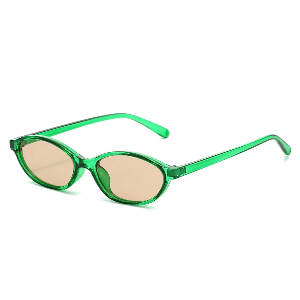 JNPCXI Retro Small Oval Sunglasses Women Fashion Retro Green Gradient Shades UV400 Men Trending Round Rivets Sun Glasses