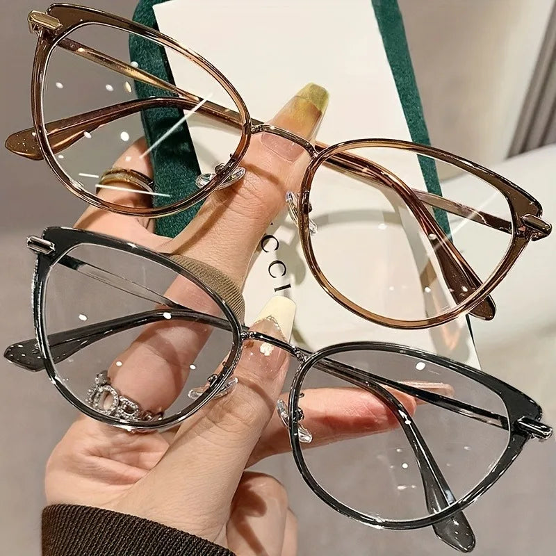2 Pairs Y2K Retro Cat Eye Glasses Black & Green Gradient Full-Rim Cat-Eye Design for Women’s Fashion & Digital Screen Protection
