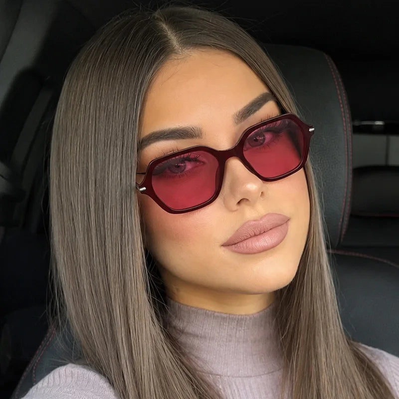 JNPCXI New Fashion Women Retro Leopard Frame Sunglasses Vintage Rivet Hexagon Design Square Sun Glasses Men UV Gafas De Sol