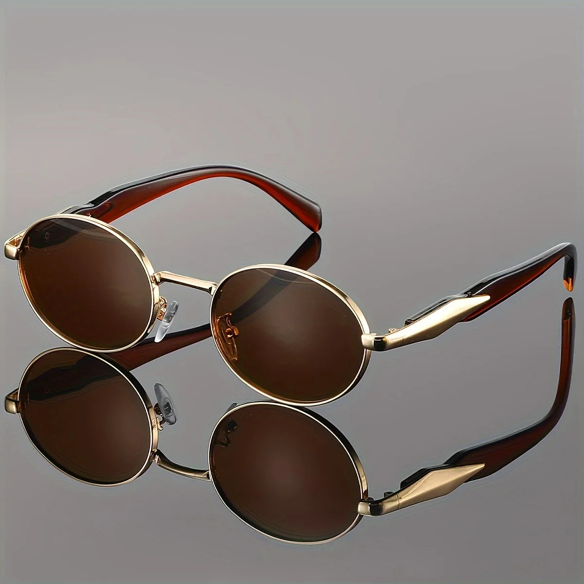 Vintage Sunglasses for Women, UV400 Metal Oval Frame Retro Shades