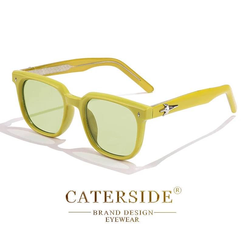 CATERSIDE Fashion Square Sunglasses Man Large Frame Sun Glasses Party Travel Beach Eyewear Ideal Choice for Gifts UV400
