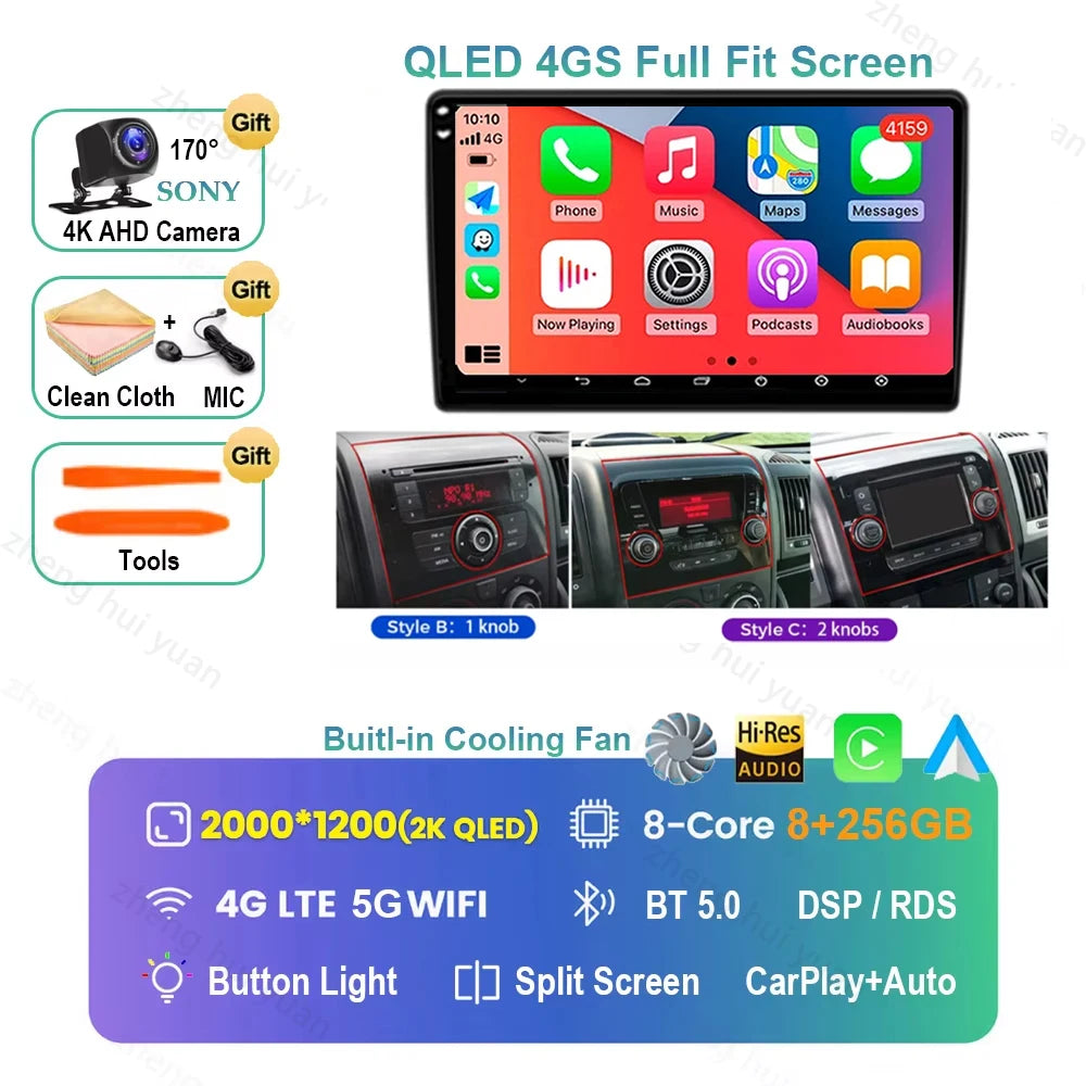 Android 16 Car Radio For Fiat Ducato 2005 2006 - 2023 Citroen Jumper Peugeot Boxer 2011-2015 Auto Carplay 2 din Autoradio 4G RDS