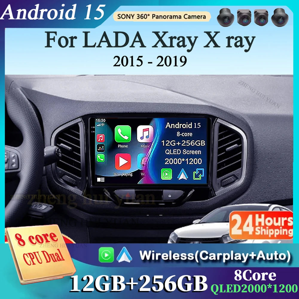 For LADA Xray X ray 2015 - 2019 Android 15 Car Radio GPS Navigation QLED Carplay Auto Multimedia Stereo Player BT