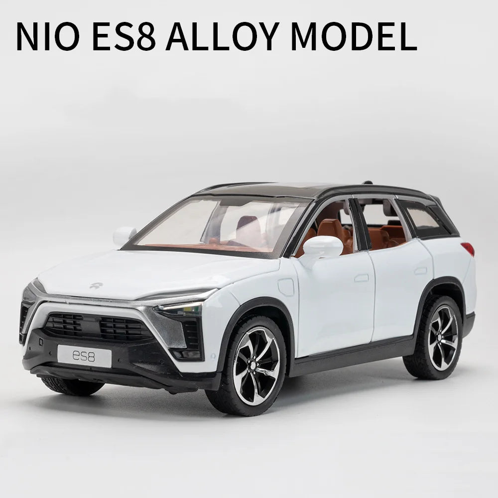 1:24 NIO ES8 L9 Alloy Miniature Toy Car Model Diecast Sound Light Pull Back Doors Opened New Energy Vehicles Collection Kids Toy