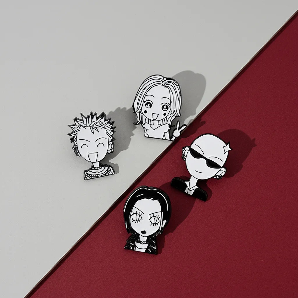 Anime Brooches Nana Oosaki Komatsu Nana Nobuo Terashima, 4Pcs Japanese Cartoon Character Badges Pins for Jacket Backpack Jewelry