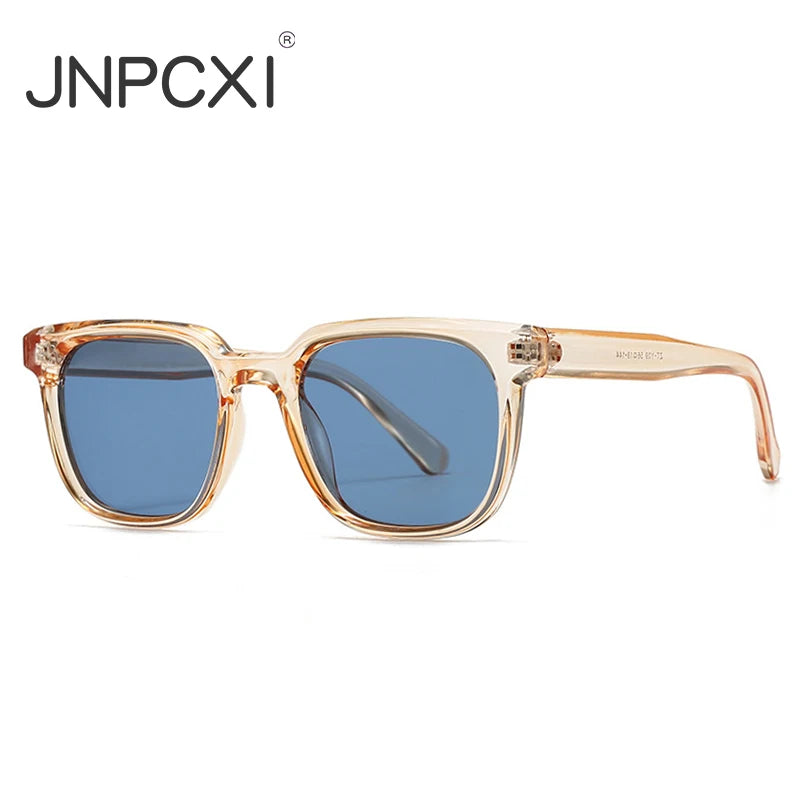 JNPCXI New Fashion Square Sunglasses Women Gradient Orange Candy Color Shades UV400 Retro Rivets Men Trending Sun Glasses