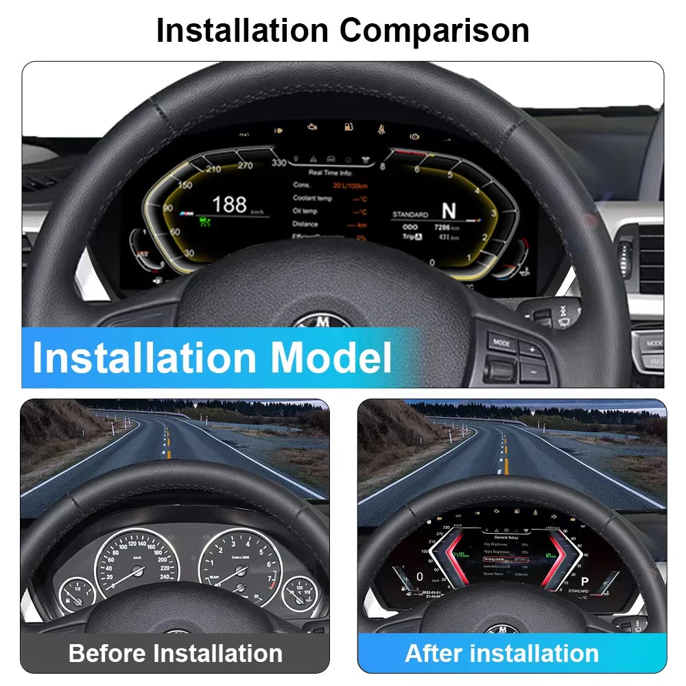 12.3-inch digital instrument panel For BMW F30 F31 GT-F34 F32 F33 F36 2013-2020 car dashboard speedometer