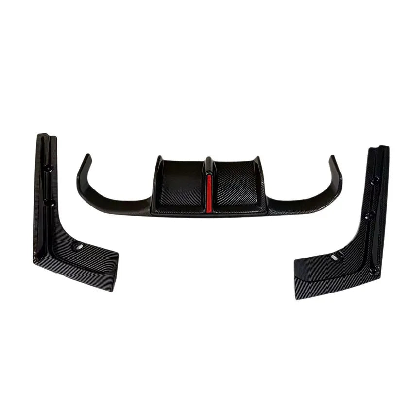 For BMW 3 Series F30 Dedicated M3 Model Car Rear Bumper Lip Spoiler Glossy Black Carbon Fiber Look With LED Brake Light Body Kit