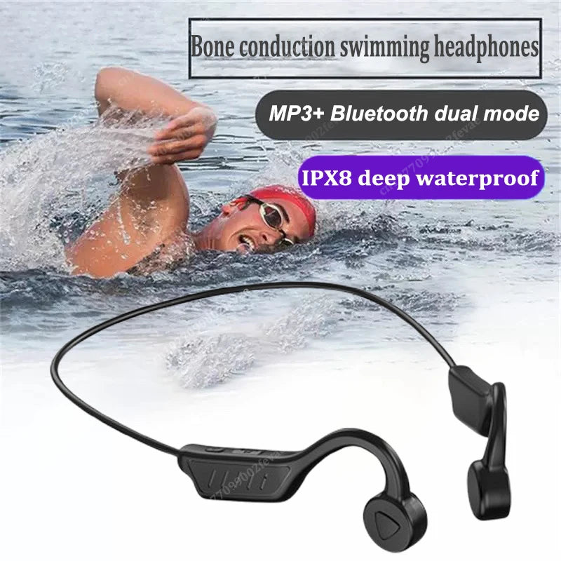 Bone Conduction Swimming Headphones Bluetooth 5.3 IPX8 Waterproof HIFI Stereo Sound MP3 Bluetooth Dual Mode Sports Headphones