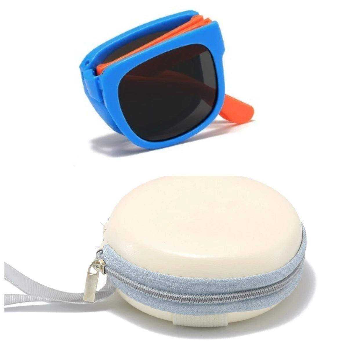 2PCS Candy Color  Sunglasses for Kids Folding Large Frame Sunglasses Children's Folding Glasses with Case