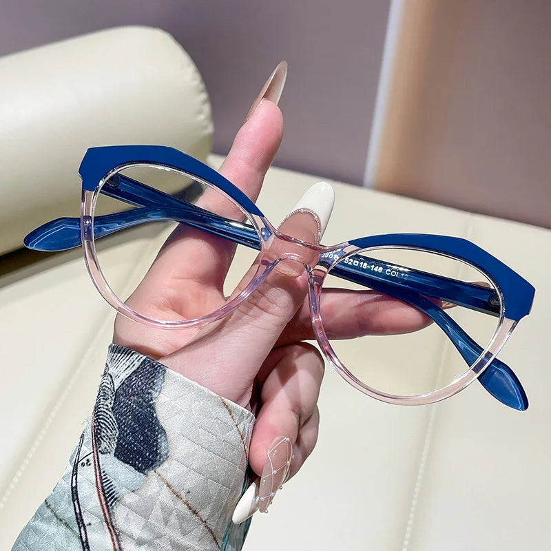 JNPCXI Retro Cat Eye Prescription Glasses Men Anti Blue Light Myopia/Hyperopia/Progressive Optical Eyeglass Frame Women Eyewear