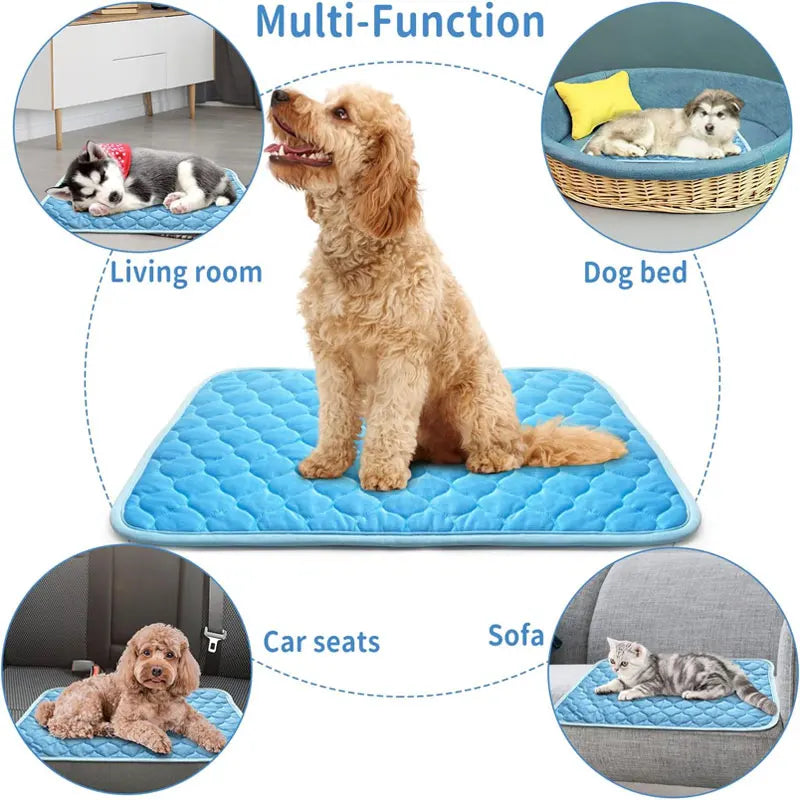 Dogs & Cats Self-Cooling Mat, Washable Ice Silk Sleeping Pad Breathable Blanket