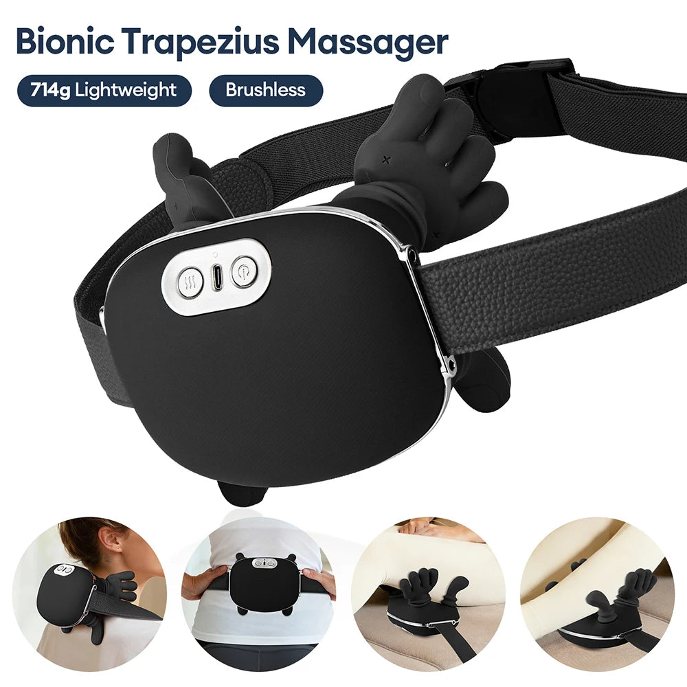 Black Bionic Finger Neck Shoulder Massager Neck Cervical Trapezius Kneading Massage Shawl Bionic Hand Silicone Neck masajeador