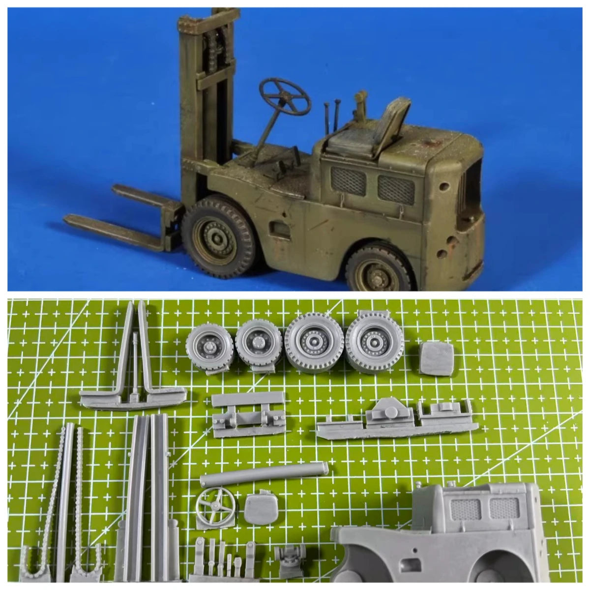 Unpainted 1:35 Resin Model GK Scene Layout Model Resin Forklift Props Need To Be Assembled
