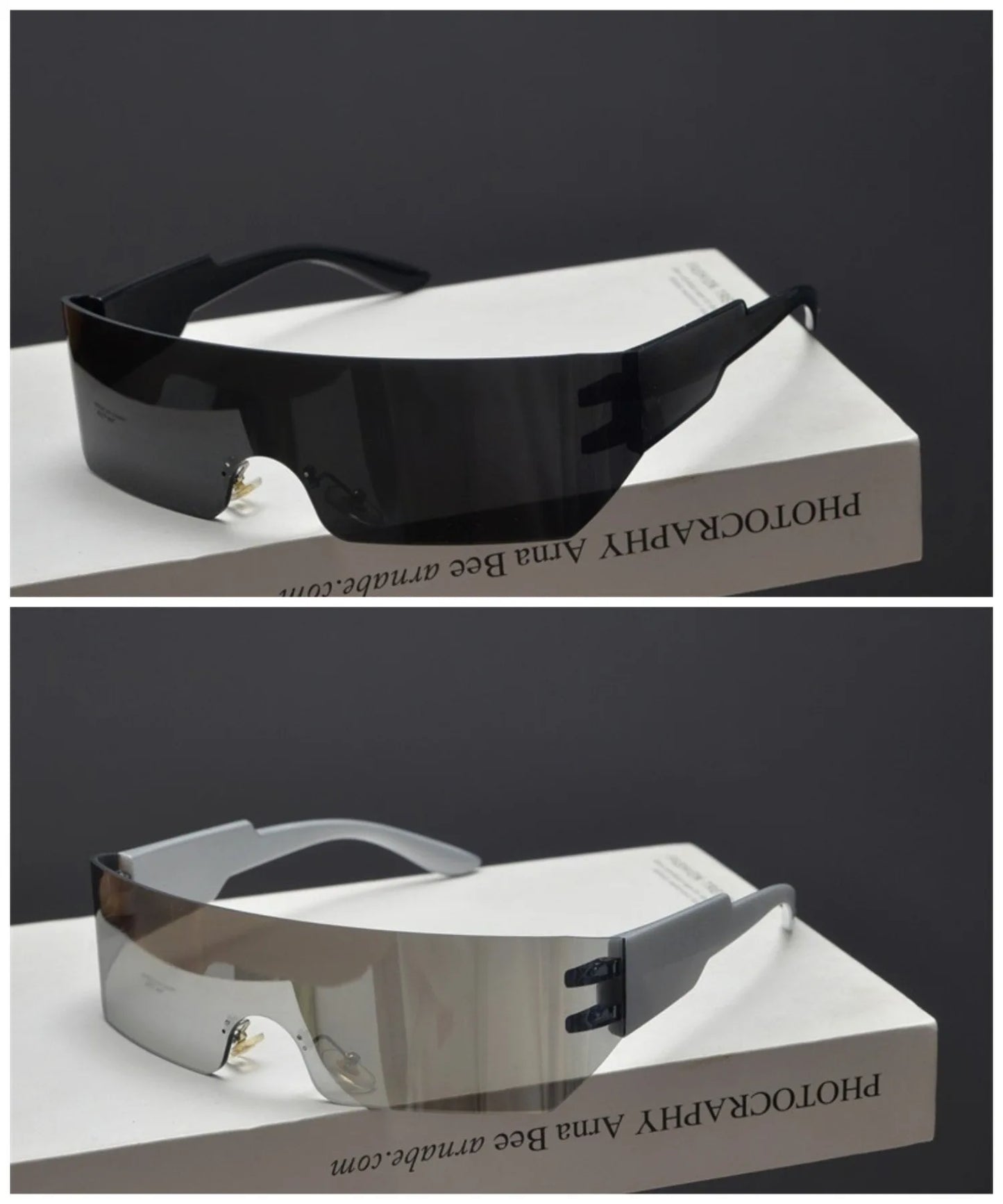 Cycling Rimless Y2K Sunglasses Men Women Trendy Gradient 2000'S Wrap Around Sun Glasses Punk One Piece Goggles Fashion Shades