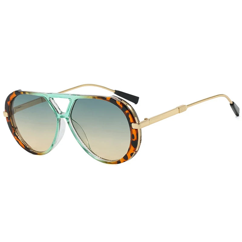 JNPCXI Ins Popular Fashion Double Bridges Women Luxury Sunglasses Brand Designer Oval Hollow Shades UV400 Men Sun Glasses