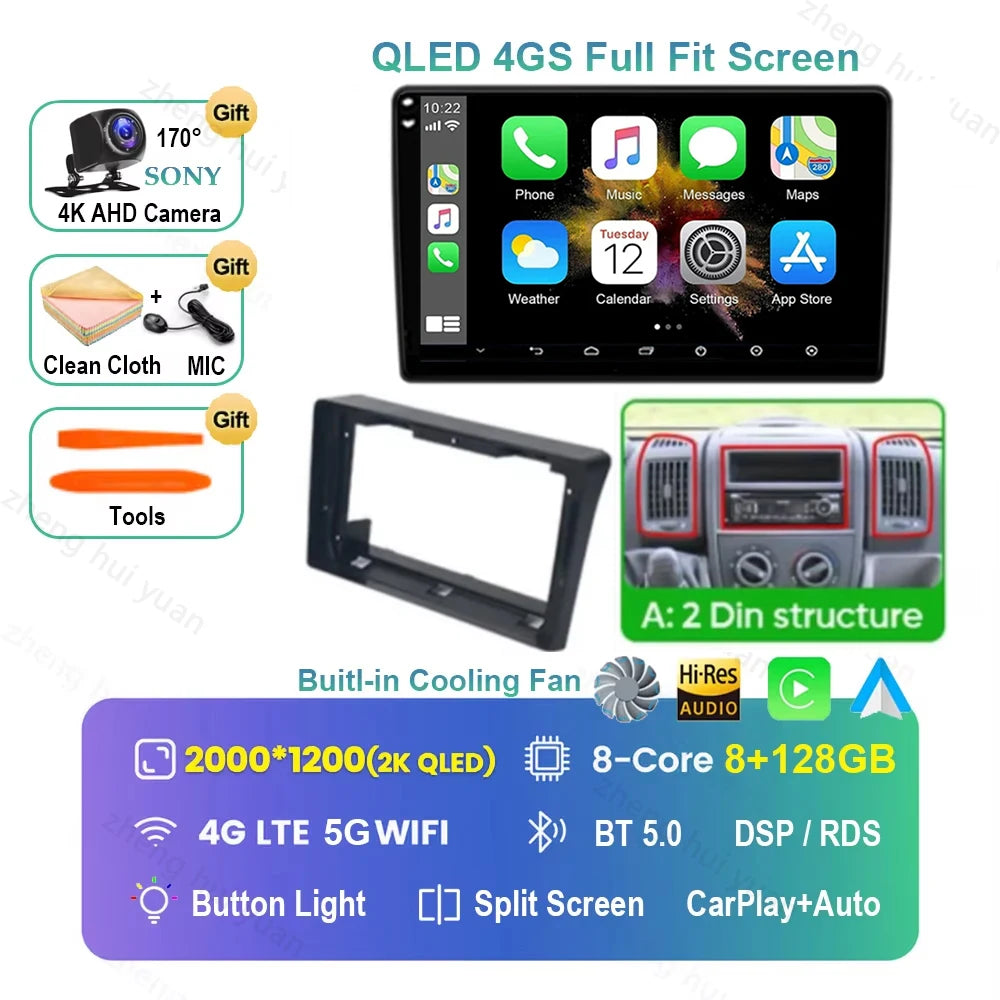 Android 16 Car Radio For Fiat Ducato 2005 2006 - 2023 Citroen Jumper Peugeot Boxer 2011-2015 Auto Carplay 2 din Autoradio 4G RDS
