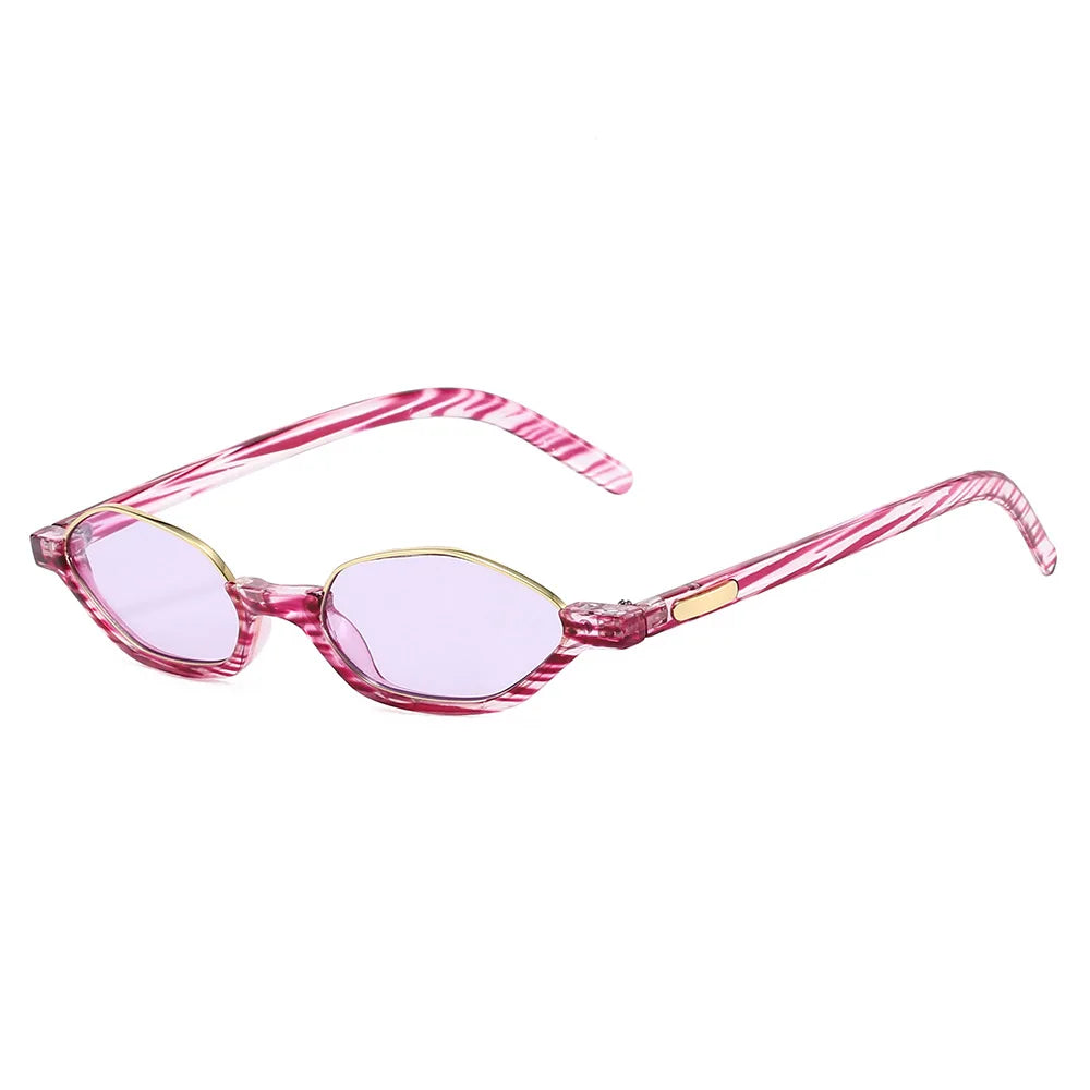 JNPCXI New Semi-Metal Polygon Cat Eye Women Orange Sunglasses Fashion Candy Color Shades UV400 Men Sun Glasses
