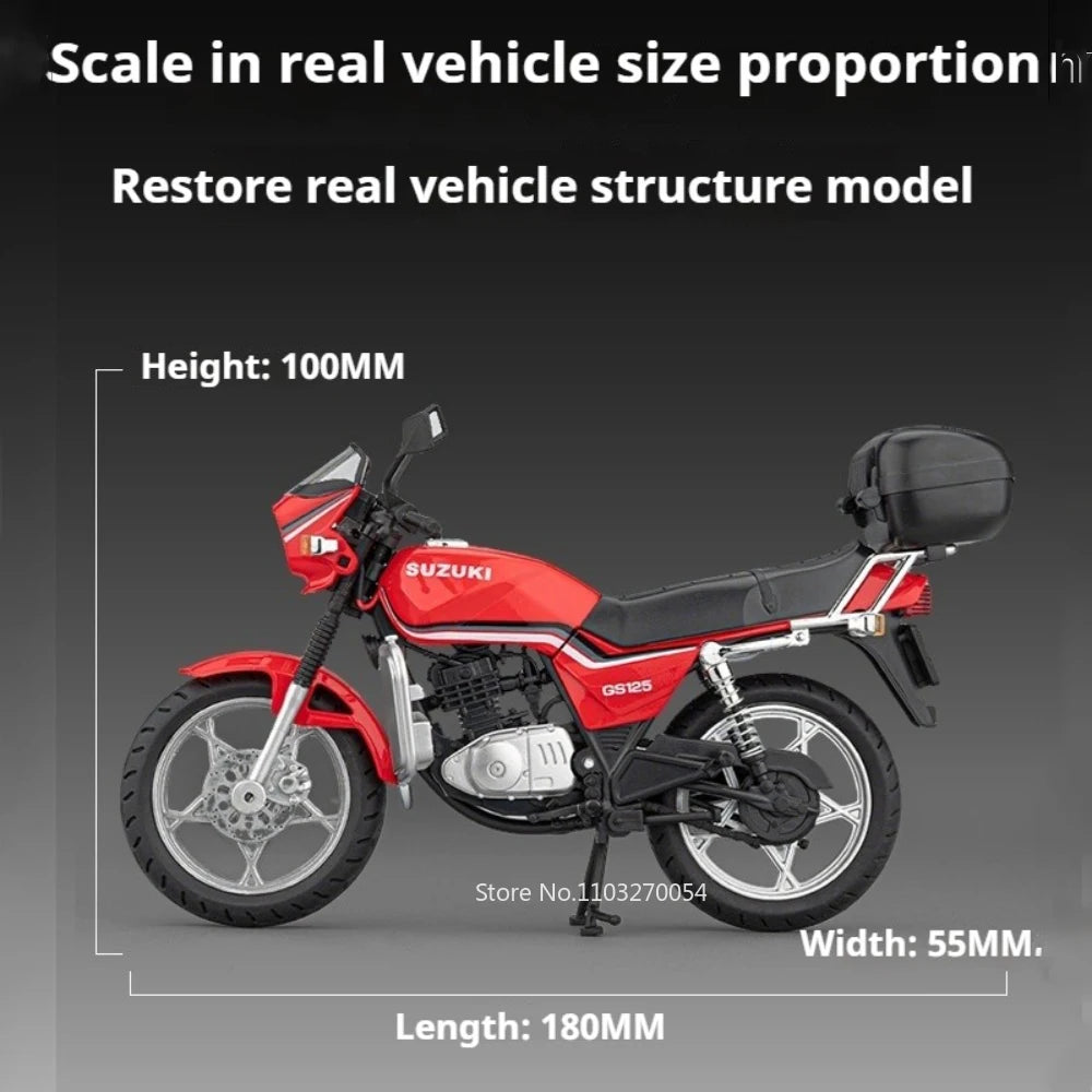 1:12 SUZUKI GS125 Hayabusa Miniature Motorcycle Diecast Alloy Model Toys Car Front Wheel Steering Motorbike Boy's Birthday Gifts
