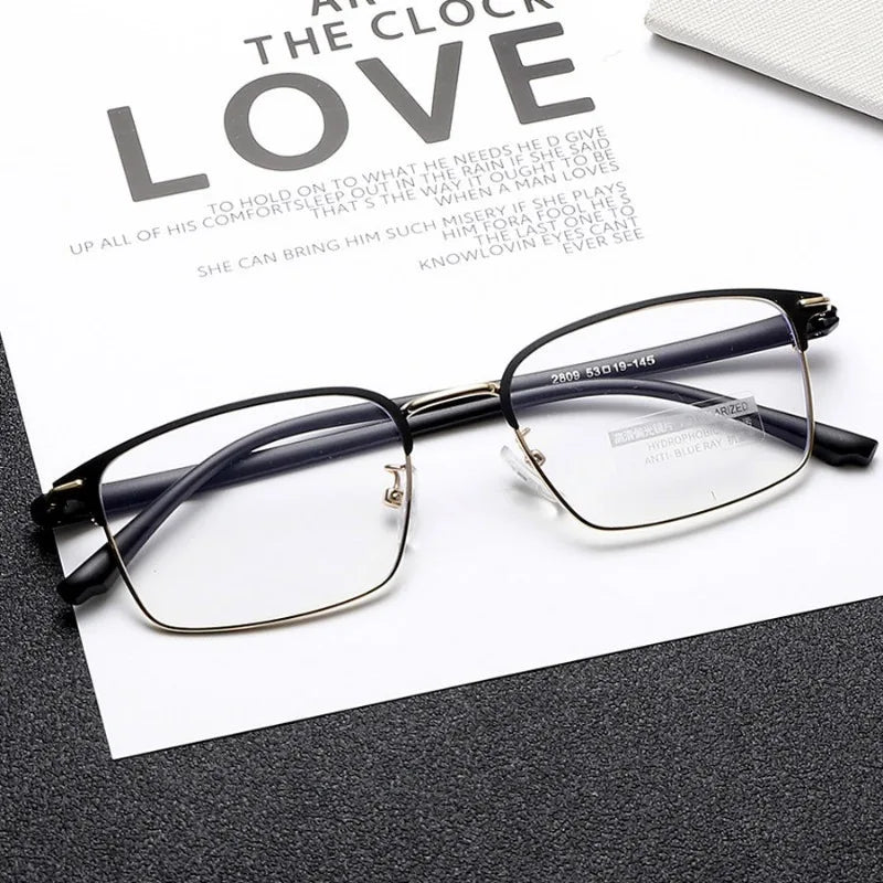 Blue Light Filter Eyeglasses Men's Retro Business Eyeglass Lightweight Glasses Clear Vision