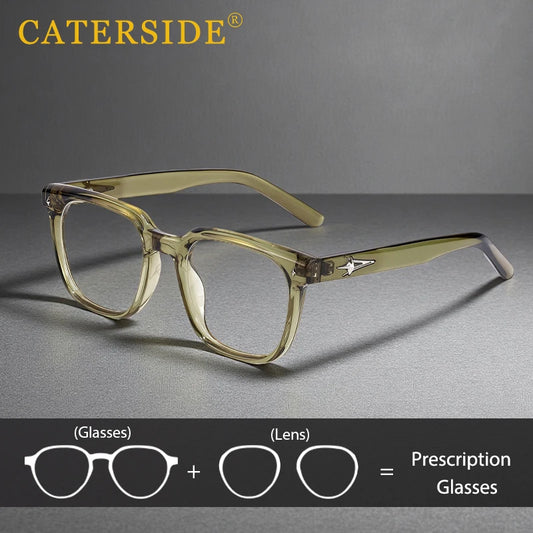CATERSIDE Vintage Glasses Men Brand Design TR90 Square Prescription Eyewear Women Business Fashion Blue Light Blocking Lens