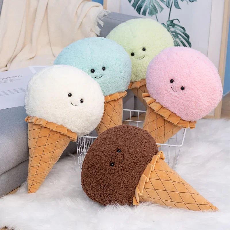 Cute Cartoon Ice cream Plush Toy Stuffed Food Snack Pillow Cushion Cone Kids Toys Kawaii Room Decor Birthday Gift for Kids