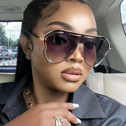 JNPCXI Oversized Retro Pilot Women Sunglasses Fashion Metal Quality Decoration Men Punk Shades UV400 Sun Glasses