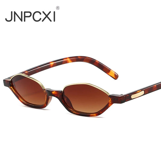 JNPCXI New Semi-Metal Polygon Cat Eye Women Orange Sunglasses Fashion Candy Color Shades UV400 Men Sun Glasses