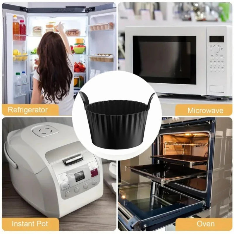 4pcs Air Fryer Baking Ramekins Silicone Mold, Cups Non-Stick, Air Fryer Accessories for Eggs,Cupcakes,Muffins,Puddings,Custards