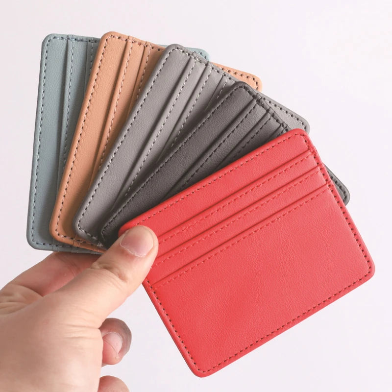 Color PU Leather SlimID Credit Card Holder Case Multi Slot Wallet for Men Women