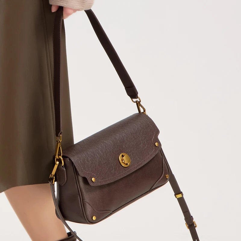 New Women's Genuine Leather Shoulder Bags Ladies Fashion Versatile Designer Luxury Crossbody messenger Bag Female Retro Handbags