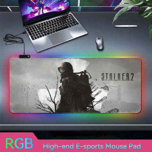 Stalker2 PC Mouse RGB 3mm Rubber Mouse Pad LED Lamp Desk Anime Keyboard Mat 8
