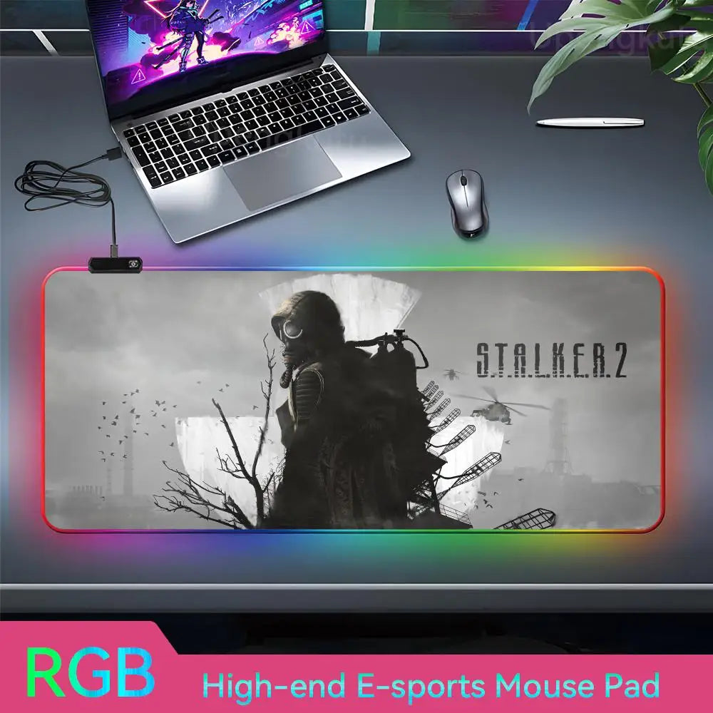 Stalker2 PC Mouse RGB 3mm Rubber Mouse Pad LED Lamp Desk Anime Keyboard Mat 15