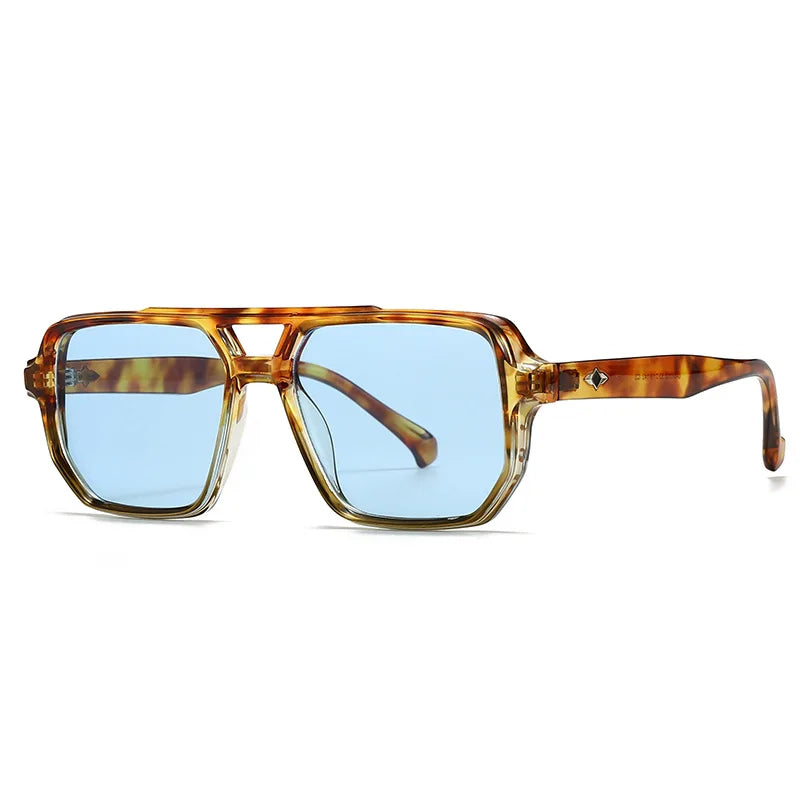 JNPCXI Ins Popular Fashion Square Sunglasses Men Gradient Shades UV400 Vintage Rivets Women Trending Blue Green Sun Glasses