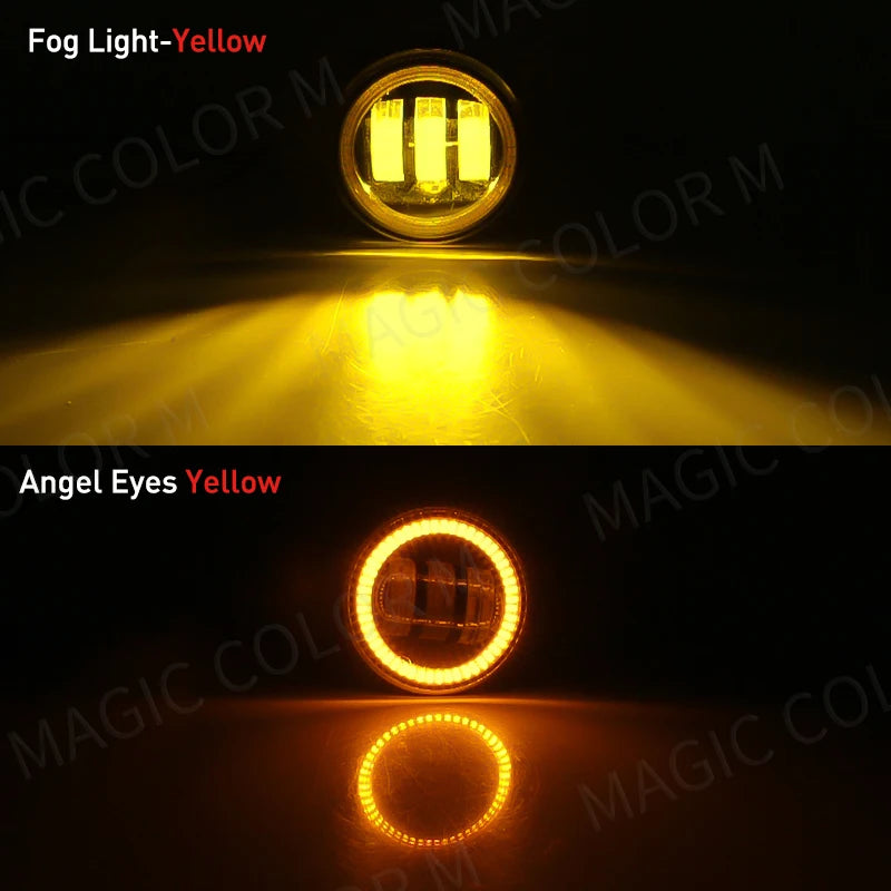 Angel Eye Fog Light For Ford Focus Fusion Fiesta Ranger C-Max Transit Tourneo EcoSport Edge Car DRL Fog Driving Lamp LED Lens