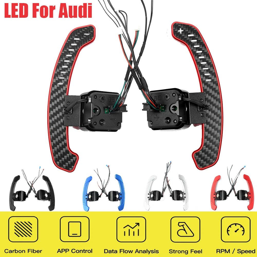 2026 LED Magnetic Paddle Shifters Carbon Fiber For Audi A1 A3 A5 A8 Q2 Q3 Q4 Q5 Q7 Q8 S1 S2 S3 S4 S5 SQ5 RS3 RS4 RS5 RSQ5