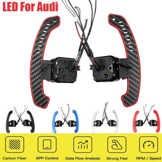 2026 LED Magnetic Paddle Shifters Carbon Fiber For Audi A1 A3 A5 A8 Q2 Q3 Q4 Q5 Q7 Q8 S1 S2 S3 S4 S5 SQ5 RS3 RS4 RS5 RSQ5