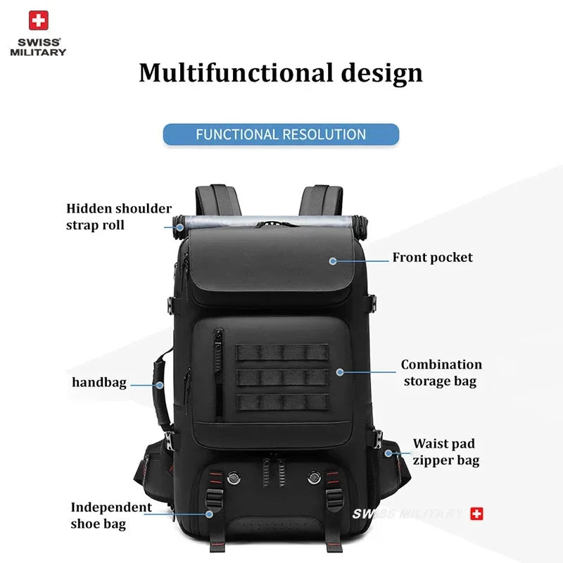 17 in SWISS MILITARY Men Travel Backpack Waterproof Business USB Laptop Backpack