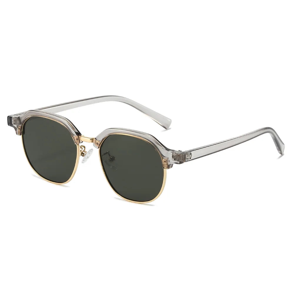JNPCXI New Ins Popular Fashion Square Semi-Metal Women Sunglasses Shades UV400 Men Trending Clear Lens Frame